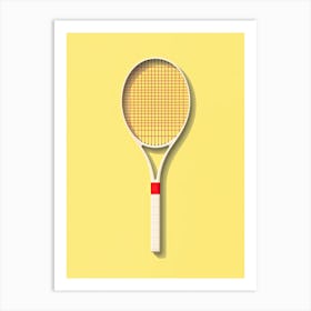 Tennis Racket On Yellow Background Art Print