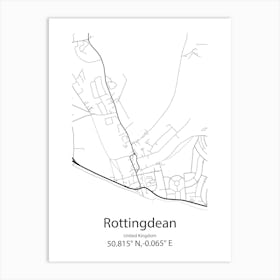 Rottingdean,United Kingdom Minimalist Map Art Print