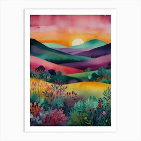 Sunset In The Meadow Art Print