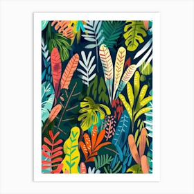 Tropical Leaves Seamless Pattern 24 Art Print