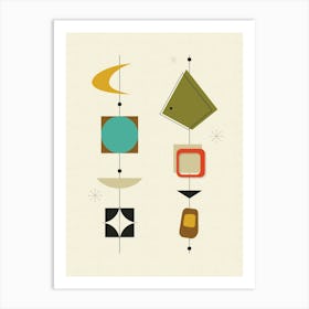 Mid Century Modern Abstract Shapes Pattern 3 Art Print