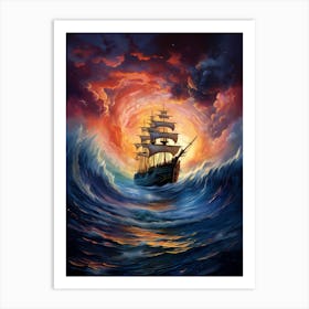 Sailing Ship In The Ocean Art Print