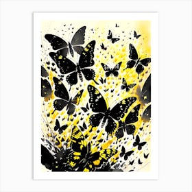 Black And Yellow Butterflies 3 Art Print