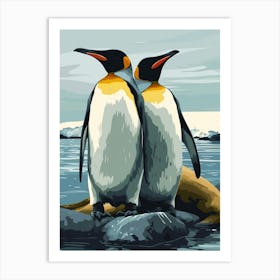 Emperor Penguin Sea Lion Island Minimalist Illustration 1 Art Print