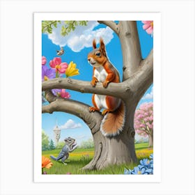 Squirrel In The Tree 2 Art Print