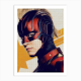 Captain Marvel In A Pixel Dots Art Style Art Print