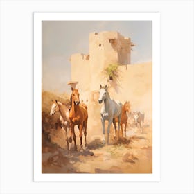 Horses Painting In Rajasthan, India 3 Art Print