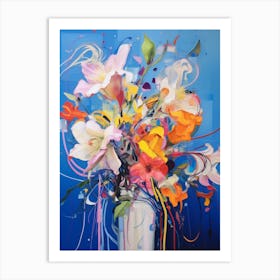 Abstract Flower Painting Larkspur 1 Art Print