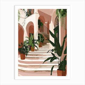 Stairway With Potted Plants 1 Art Print