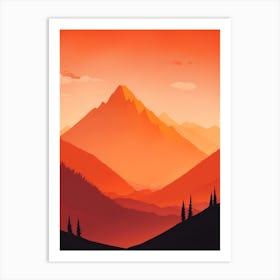 Misty Mountains Vertical Composition In Orange Tone 255 Art Print