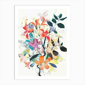 Honeysuckle 2 Collage Flower Bouquet Art Print