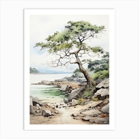 Ishigaki Island In Okinawa, Japanese Brush Painting, Ukiyo E, Minimal 1 Art Print