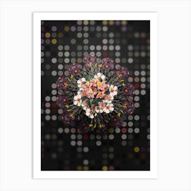 Vintage Changeable Pontic Azalea Floral Wreath on Dot Bokeh Pattern n.0601 Art Print