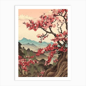 Yama Zakura Mountain Cherry 2 Japanese Botanical Illustration Art Print