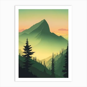 Misty Mountains Vertical Background In Green Tone 18 Art Print