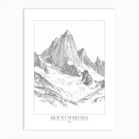 Mount Whitney Usa Line Drawing 5 Poster Art Print