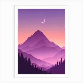 Misty Mountains Vertical Composition In Purple Tone 68 Art Print