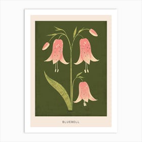 Pink & Green Bluebell 2 Flower Poster Art Print