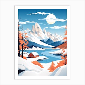 Retro Winter Illustration Patagonia Argentina 2 Art Print