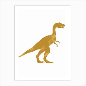 Mustard Dinosaur Silhouette 3 Art Print