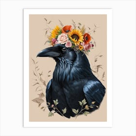 Crow With Flowers 5 Art Print