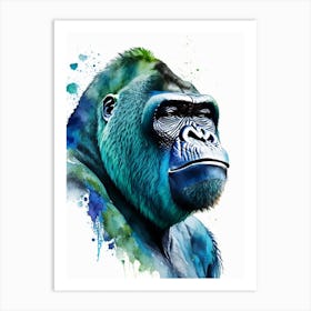 Gorilla With Tongue Out Gorillas Mosaic Watercolour 1 Art Print