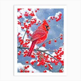 Cardinal In The Snow Art Print