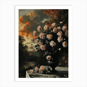 Baroque Floral Still Life Chrysanthemums 4 Art Print