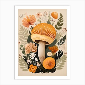 Fall Mushroom Illustration 3 Art Print