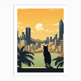 Sao Paulo Brazil Skyline With A Cat 2 Art Print