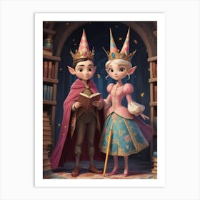 Cute king and queen Art Print