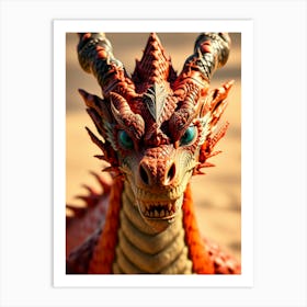 Red Dragon in Desert Art Print