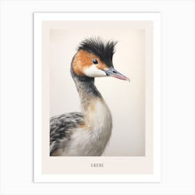 Vintage Bird Drawing Grebe 2 Poster Art Print