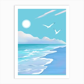 Seagulls On The Beach Art Print