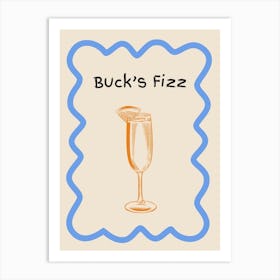 Bucks Fizz Doodle Poster Blue & Orange Art Print