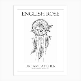 English Rose Dreamcatcher Line Drawing 2 Poster Art Print