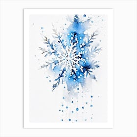 Winter, Snowflakes, Minimalist Watercolour 2 Art Print