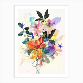 Bergamot Collage Flower Bouquet Art Print
