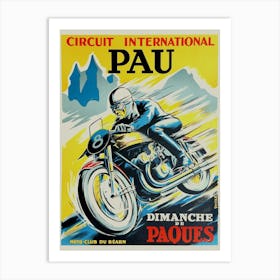 The Motorcycle Grand Prix de Pau was ran every year on the Circuit of Pau town, drawn on the streets of Pau, in the Pyrénées-Atlantiques in France. Art Print