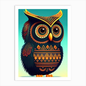 Tribal Owl Illustration 1 Art Print