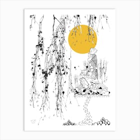 Mountains And The Moon Abstract Art Print