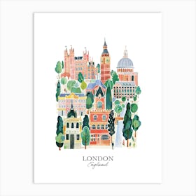 London England Gouache Travel Illustration Art Print