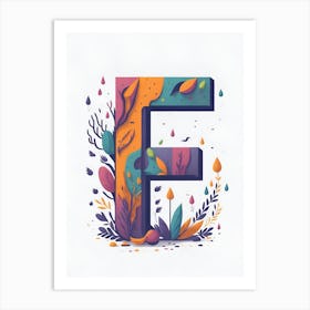 Colorful Letter F Illustration 77 Art Print