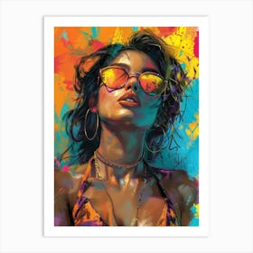 Woman or girl In Sunglasses Art Print