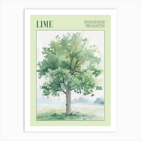 Lime Tree Atmospheric Watercolour Painting 4 Poster Art Print