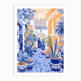 Jardin Majorelle Morocco Modern Blue Illustration 4 Living Room Art print