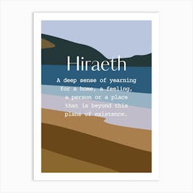 Welsh Hiraeth Quote Beach and Sea Art Print