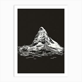 Goat Fell Mountain Line Drawing 1 Art Print