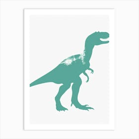 Teal Dinosaur Silhouette 2 Art Print