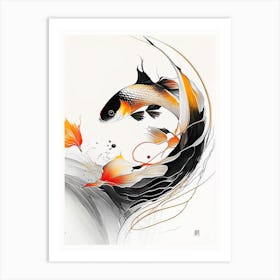 Kin Ki Utsuri 1, Koi Fish Minimal Line Drawing Art Print